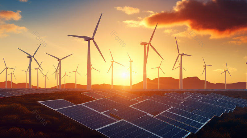 环保节能太阳能和风能发电装置基础设施,高清,摄影图,摄影图片,图片大全,摄影图免费下载